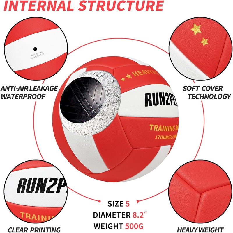 RUN2PEAK Setter Training Volleyball Official Size 5 Volleyballs Heavy Weight Ball PU Practice Volley Balls for Indoor Rebounder Equipment Setters Weighted Volleyball Setting Trainer - Image 5